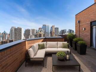Experience breathtaking city views from this stunning rooftop terrace, perfect for entertaining or relaxing.
