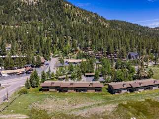 Nestled amidst a dense pine forest and rolling hills, this property offers a serene mountain retreat.
