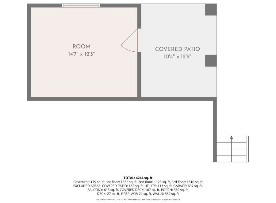 Discover this spacious floor plan featuring a generous 14'7' x 12'3' room, perfect for relaxation or entertainment.