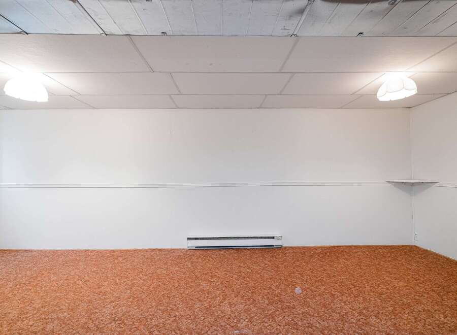 Discover the potential of this spacious room, featuring a warm, textured orange carpet and clean white walls.