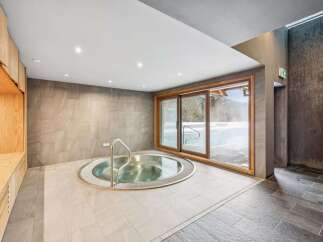 Indulge in relaxation in this luxurious spa area, featuring a circular jacuzzi perfect for unwinding.