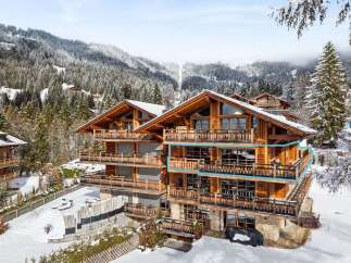 Experience luxury mountain living in this stunning chalet, nestled amidst snow-covered peaks and evergreen forests.