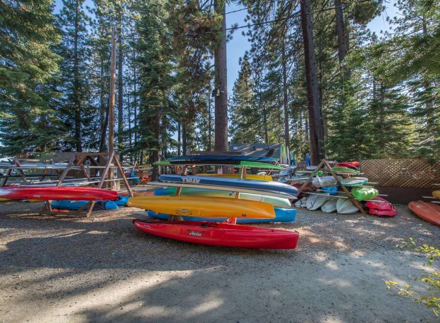 Discover your next adventure with this collection of kayaks and paddleboards, perfect for exploring nearby waters.