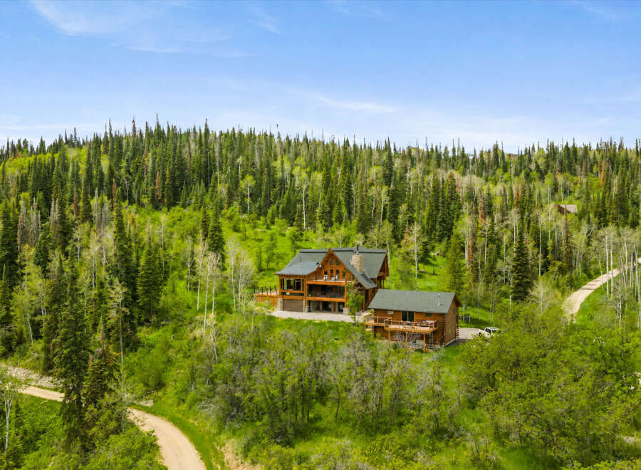 Nestled amidst a lush forest, this stunning property features two beautiful log homes, perfect for a family retreat or a rental income opportunity.