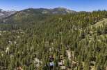 Nestled amidst a dense forest of pine trees, this property offers a serene mountain retreat.
