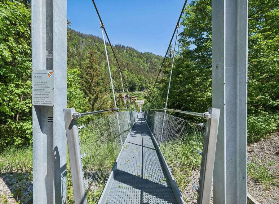 Experience the thrill of crossing the Pont de Tervay, a stunning 151m suspension bridge in Vionnaz.