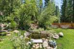 Escape to your private oasis with this stunning backyard featuring a tranquil water feature and lush greenery.