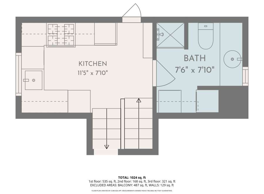 Discover the efficient layout of this home, featuring a well-appointed kitchen measuring 11'5' x 7'10' and a spacious bathroom of 7'6' x 7'10'.