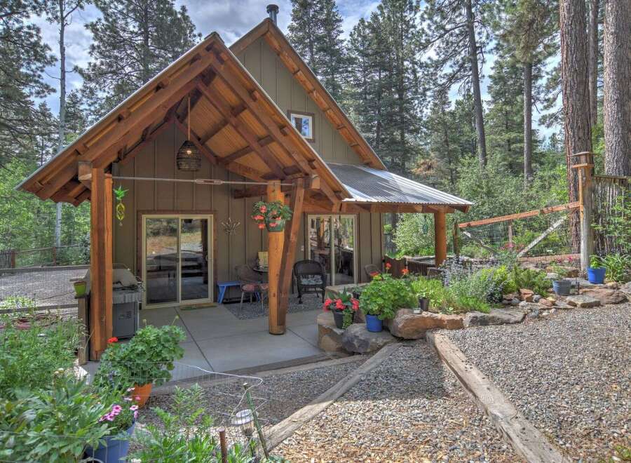 Experience rustic charm in this secluded cabin nestled amongst tall pines.