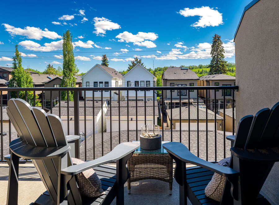 Enjoy breathtaking views from this stunning balcony, perfect for relaxing or entertaining.
