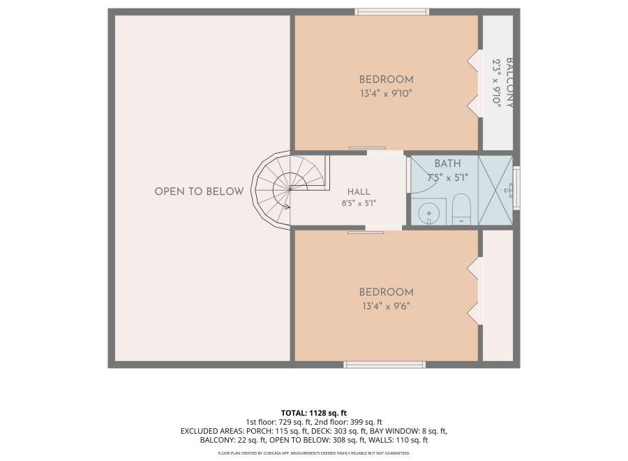 Discover this charming floor plan featuring two spacious bedrooms and a well-appointed bathroom.