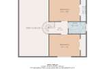 Discover this charming floor plan featuring two spacious bedrooms and a well-appointed bathroom.