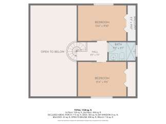 Discover this charming floor plan featuring two spacious bedrooms and a well-appointed bathroom.