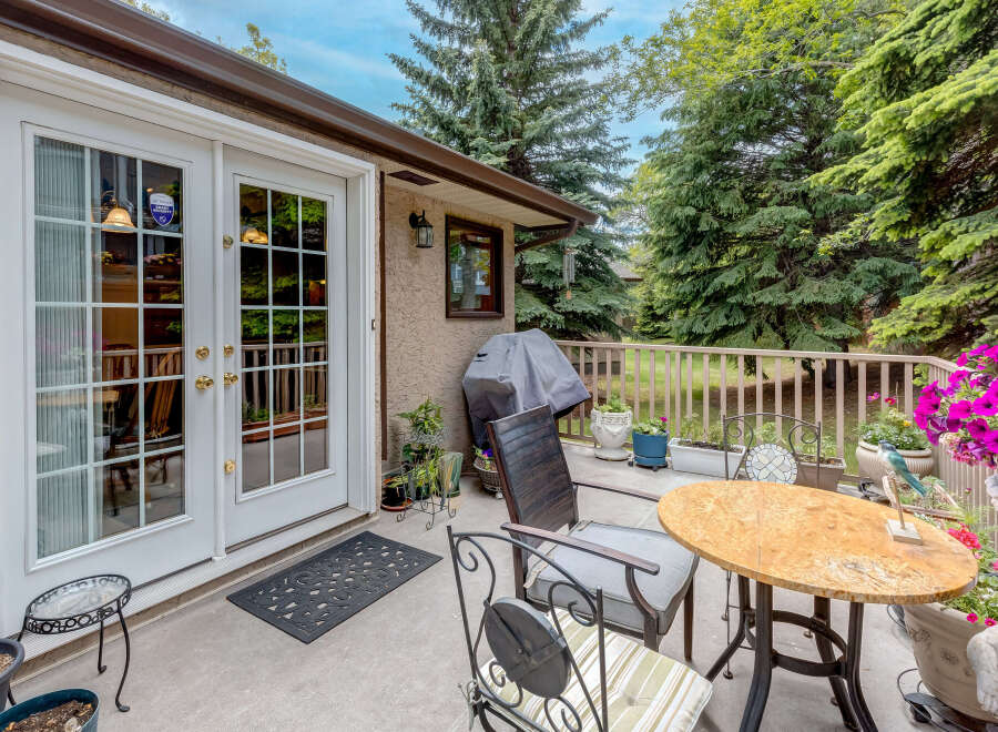 Enjoy outdoor living on this charming patio, perfect for entertaining or relaxing.
