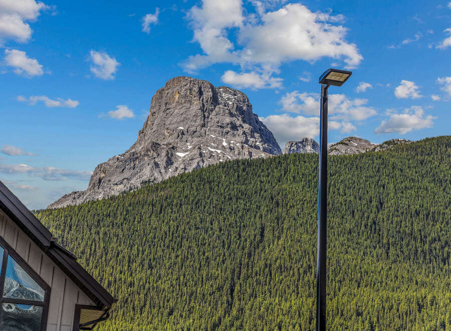 Experience breathtaking mountain views from this stunning property, nestled amidst a lush evergreen forest.