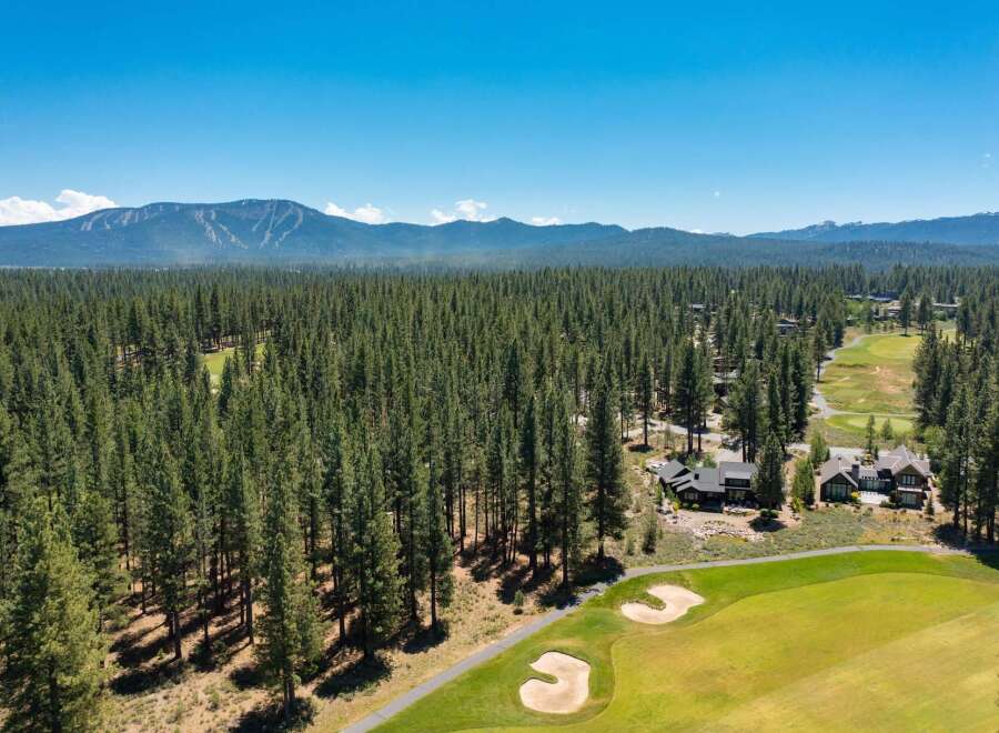Experience luxury living nestled amidst a pristine pine forest with stunning mountain views.