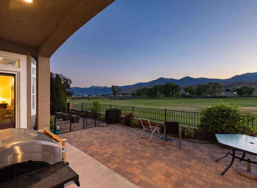 Enjoy stunning mountain views from this expansive patio, perfect for outdoor entertaining.