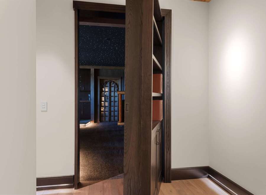 Step into a world of wonder with this unique home featuring a celestial-themed ceiling that mimics a starry night sky.
