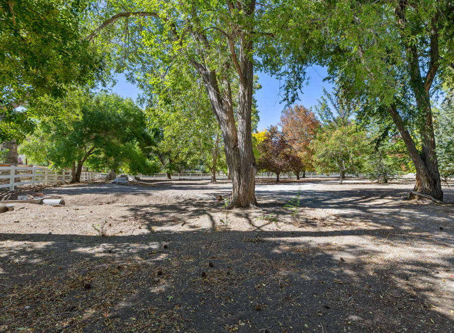 Discover this expansive property featuring mature trees and a charming white fence, perfect for creating your dream home or equestrian estate.