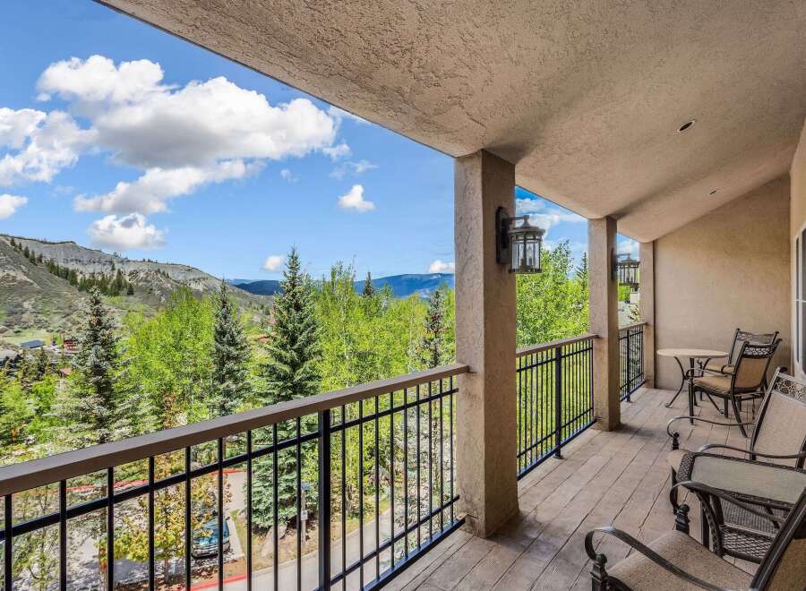 Enjoy breathtaking mountain views from this spacious balcony, perfect for morning coffee or evening relaxation.