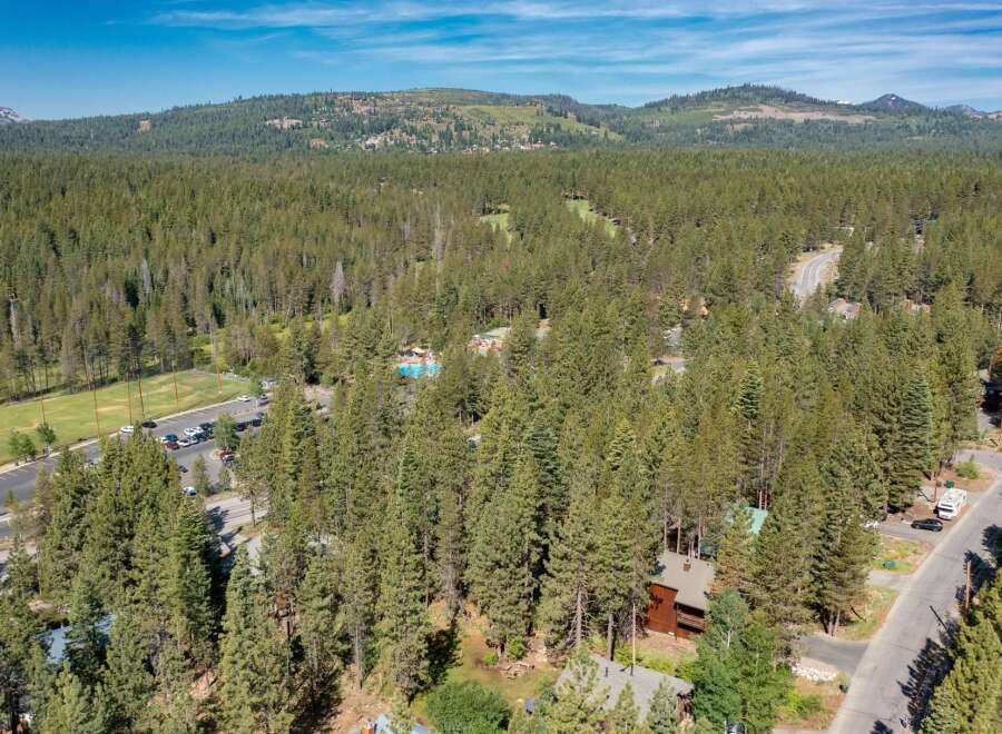 Nestled amidst a dense forest, this property offers a serene retreat with a private swimming pool and ample parking.