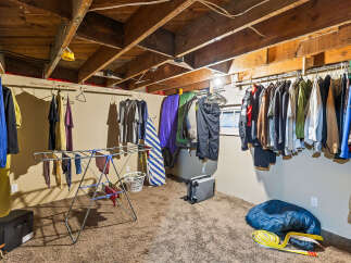 Discover ample storage and organization solutions in this versatile basement space.