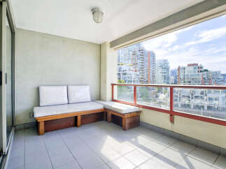 Enjoy breathtaking city views from this spacious balcony, perfect for relaxing or entertaining.