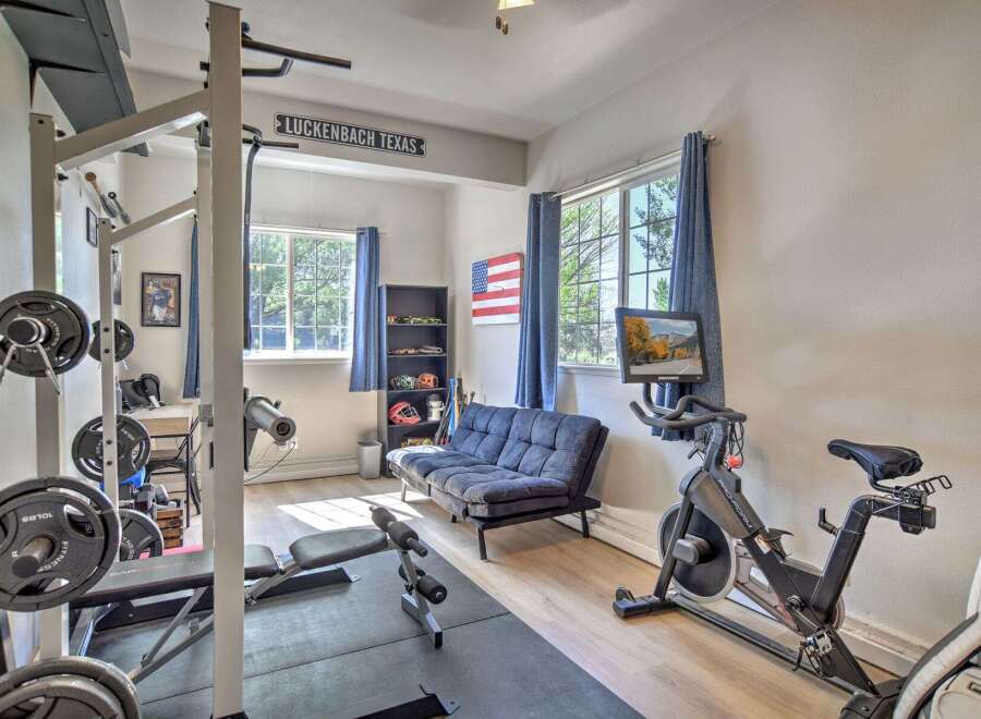 Transform your home into a personal fitness sanctuary with this dedicated gym space.