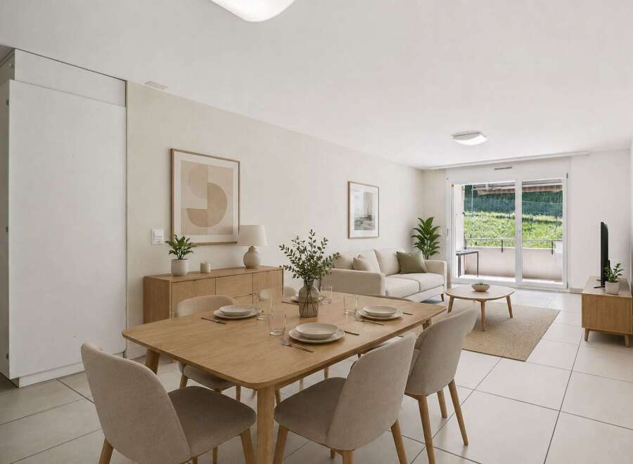 Experience modern living in this beautifully appointed dining and living area.