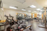 This well-equipped gym features a variety of cardio machines including treadmills, ellipticals, and stationary bikes, perfect for your daily workout.