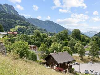 Nestled amidst the breathtaking Swiss Alps, this charming wooden chalet offers an idyllic retreat with stunning mountain views.