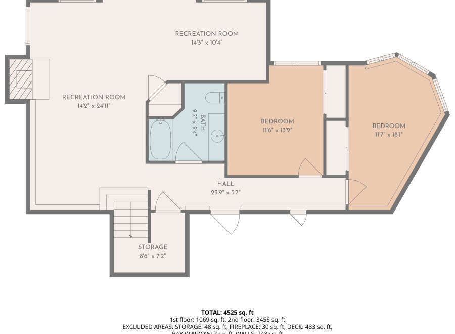 Discover ample living space in this expansive home, featuring two distinct recreation rooms perfect for entertainment and relaxation.