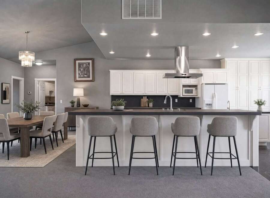 Experience modern living in this stunning open-concept kitchen and dining area.