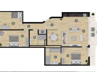 Discover this stunning 3-bedroom, 2-bathroom apartment featuring a spacious open-plan living and dining area perfect for entertaining.