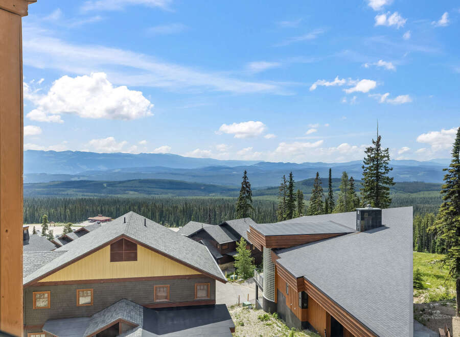 Experience breathtaking mountain views from this stunning property, nestled amidst a lush forest landscape.