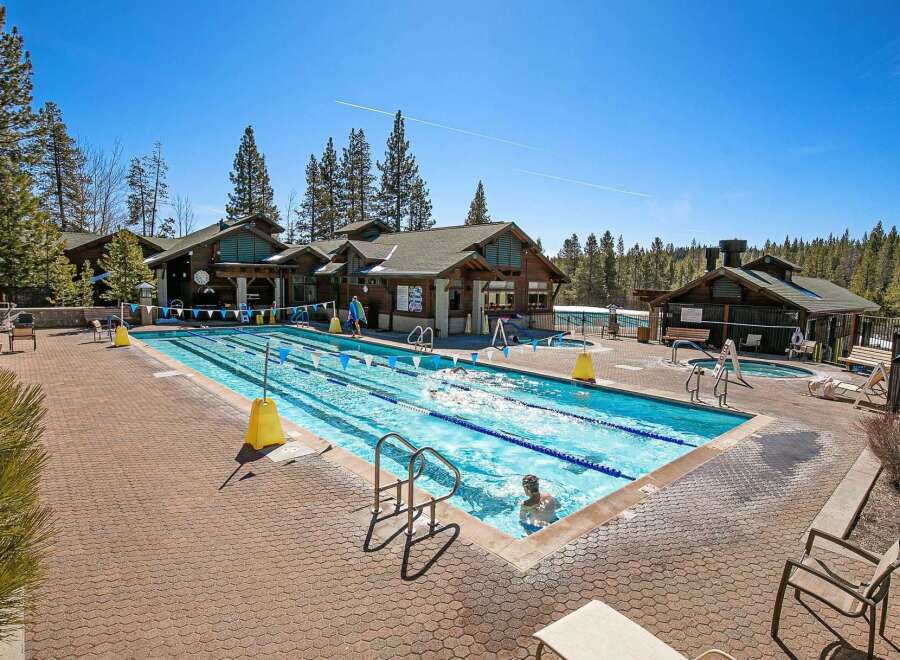 Enjoy a refreshing swim in this stunning outdoor pool, complete with lap lanes and a relaxing hot tub.