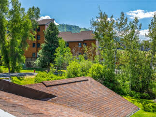 Experience mountain living in this charming property, featuring a warm, wood-paneled exterior that blends seamlessly with the surrounding natural beauty.