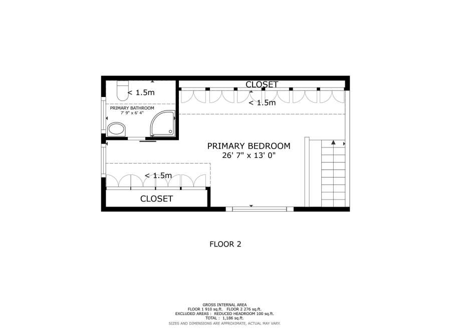 Discover this spacious primary suite featuring a generous 26' 7' x 13' 0' bedroom, perfect for relaxation and personalization.