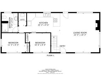 Discover this charming home featuring a spacious living room perfect for gatherings, a well-appointed kitchen, and two comfortable bedrooms.