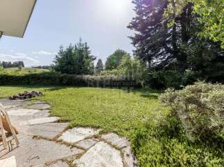 Enjoy the serene outdoor living space with a stone patio and a lush green lawn, perfect for relaxation and entertaining.