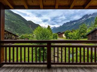 Experience breathtaking mountain views from this charming chalet, perfect for your next alpine getaway.