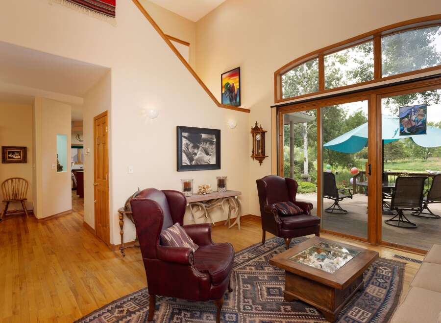 Experience the perfect blend of rustic charm and modern comfort in this inviting living space.