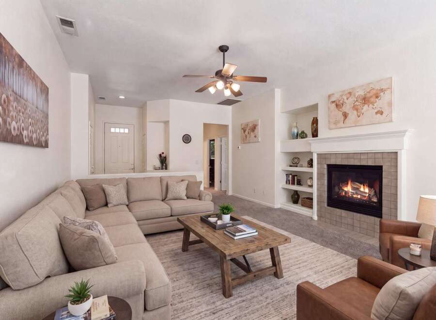 Step into this inviting living room, perfect for relaxation and entertaining.