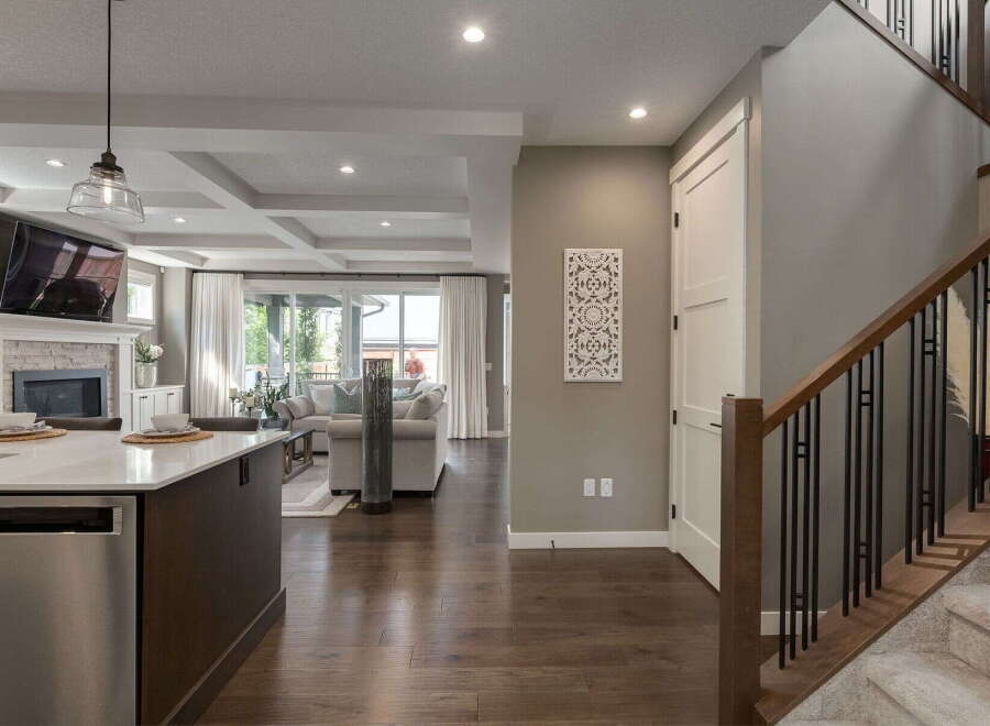 Experience modern living in this stunning open-concept home, featuring a gourmet kitchen island perfect for entertaining.