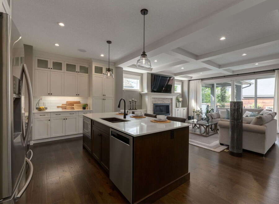 Experience luxury living in this stunning open-concept kitchen and living area.