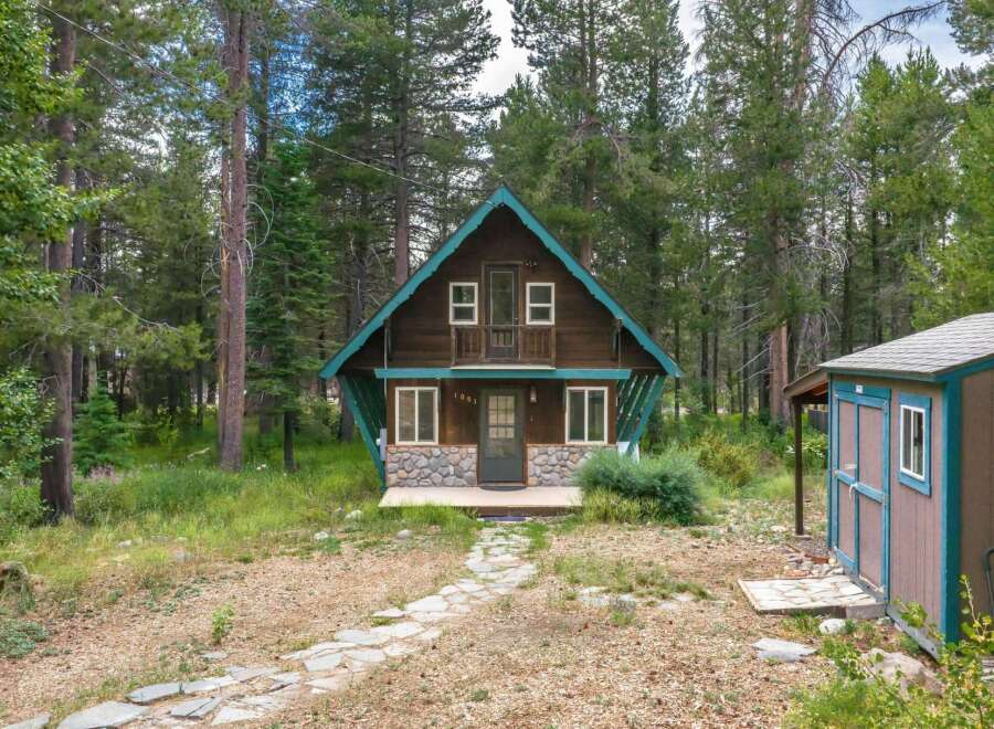 Escape to this charming cabin nestled amongst tall pine trees, offering a serene retreat.