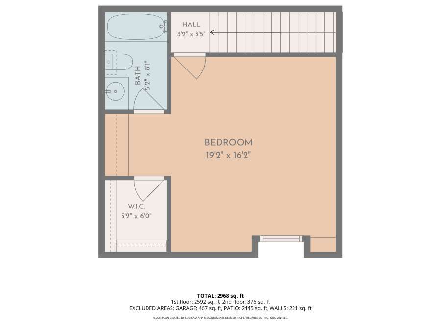 Discover this spacious floor plan featuring a large bedroom measuring 19'2' x 16'2', perfect for comfortable living.