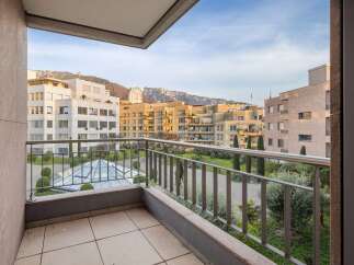 Enjoy stunning mountain views from this spacious balcony, perfect for relaxing or entertaining.