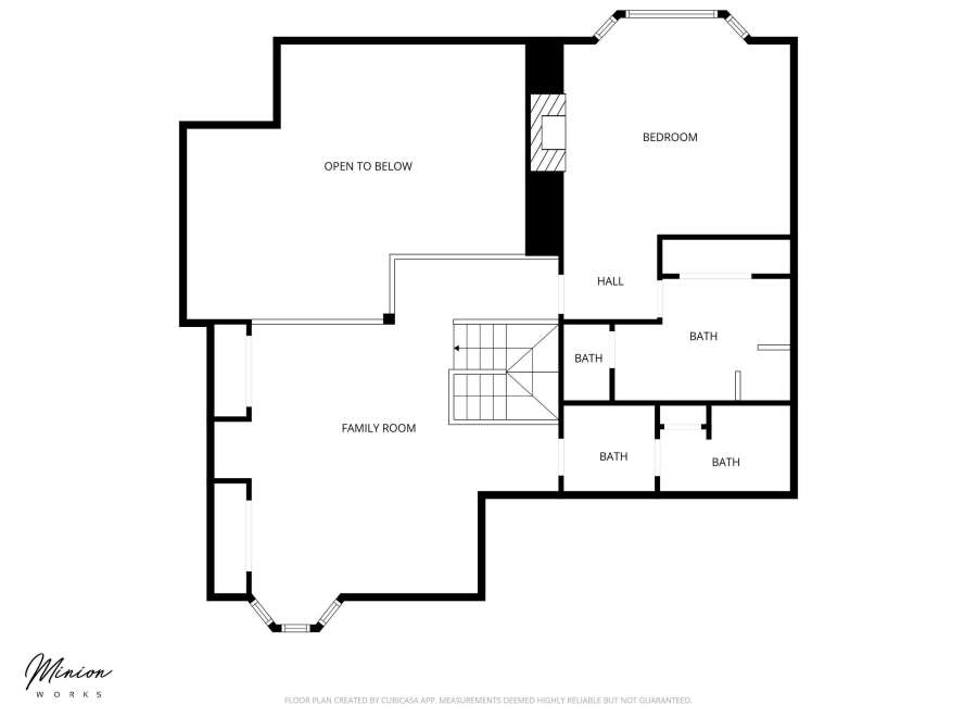 Explore this spacious floor plan featuring a large family room and an open-to-below area, perfect for modern living.