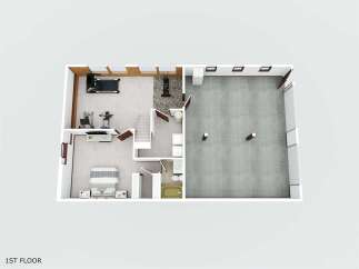 Discover this versatile 1st-floor layout featuring a dedicated home gym with a treadmill and weight machines, perfect for your fitness routine.